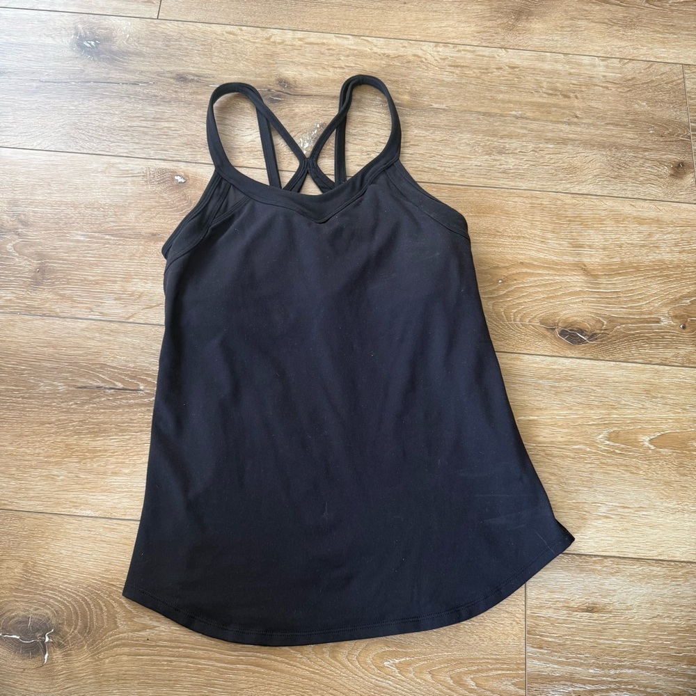 Lululemon Rally Your Heart Tank Black Strappy Mesh Women’s 6